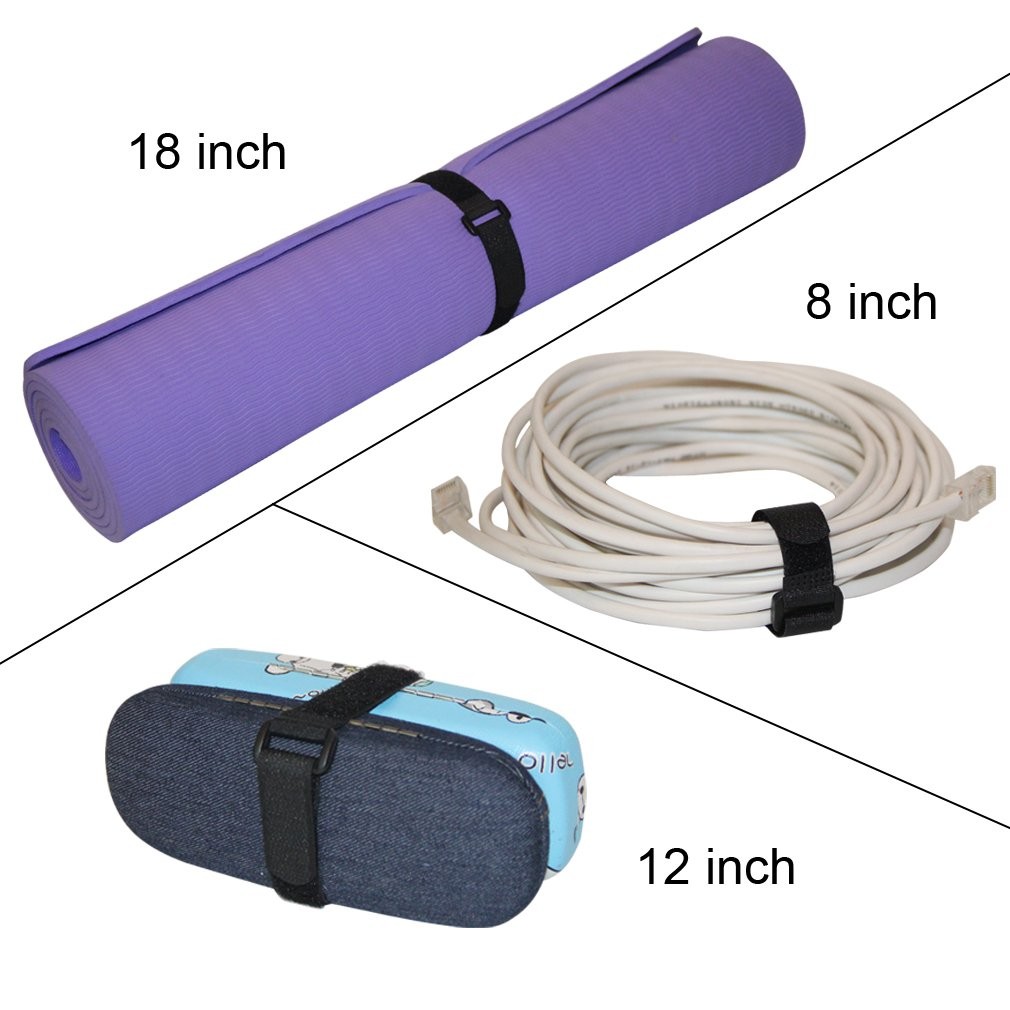16 Pack 18in Nylon Hook & Loop Reusable Durable Cable Ties Cord Organizer