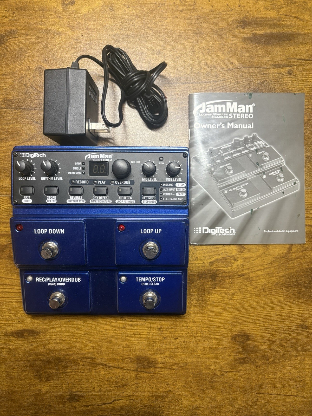 DigiTech JamMan Stereo Looper Phrase Sampler Guitar Pedal w/ Power Cord & Manual