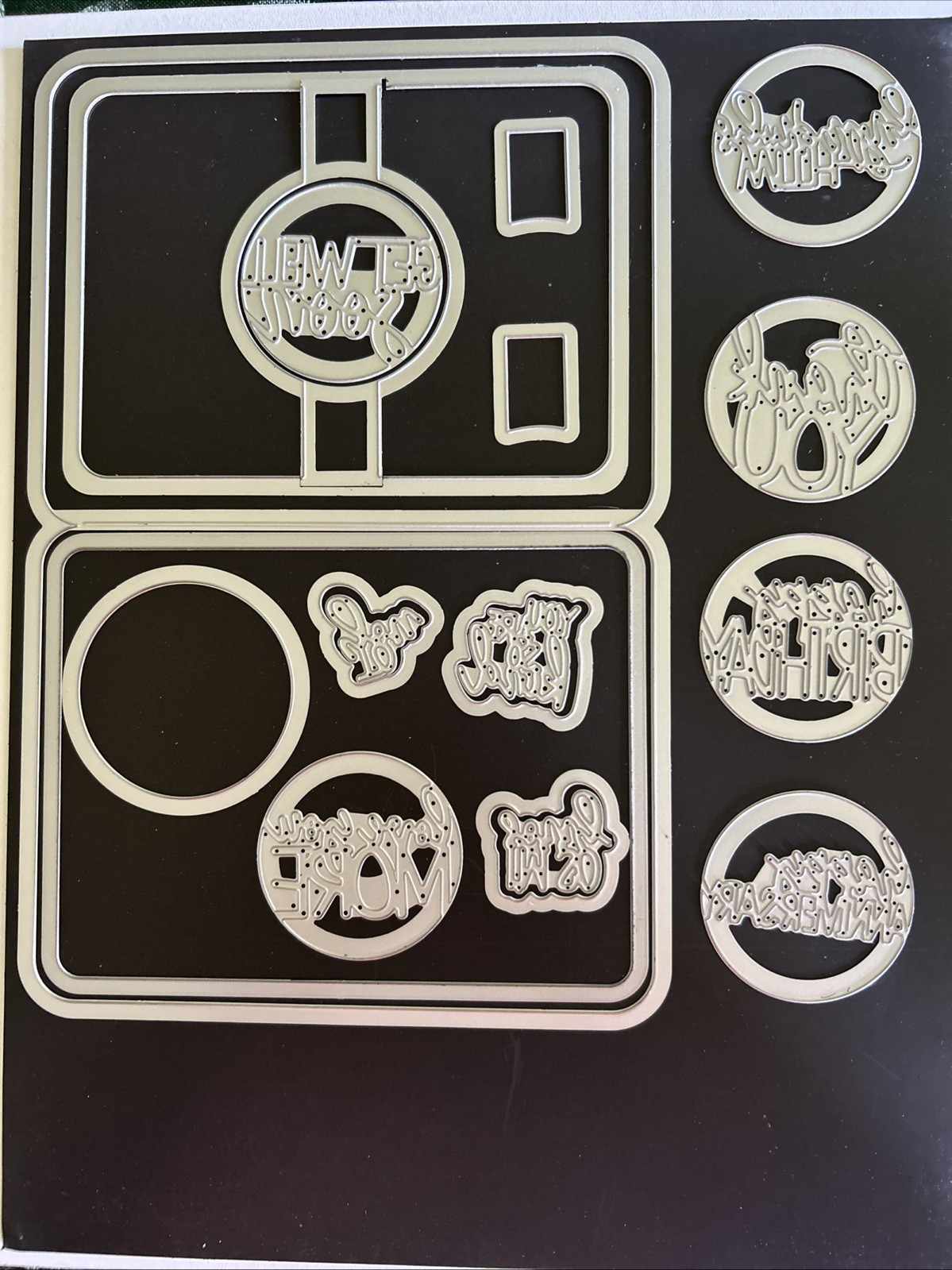 EUC Sizzix Framelits CARD ROUNDED WITH CIRCLE DROP INS 19 Dies