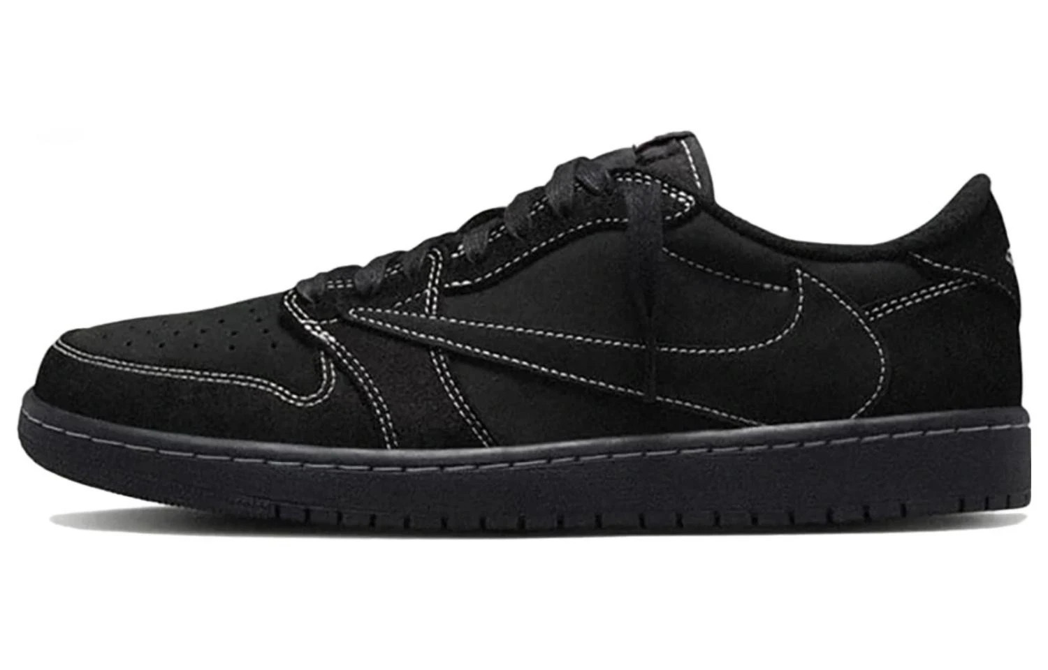 Nike Air Jordan 1 Low x Travis Scott All Black White Stitch Unisex Casual Sneake