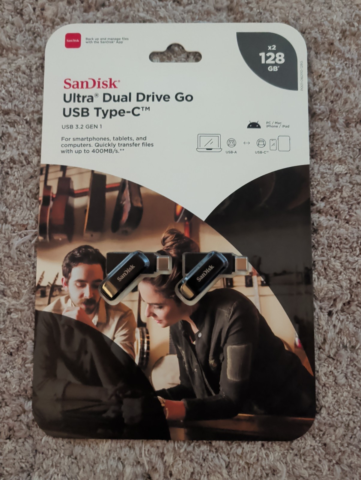 SanDisk Ultra Dual Drive Go Type-C 128GB 2 Pack USB Drive