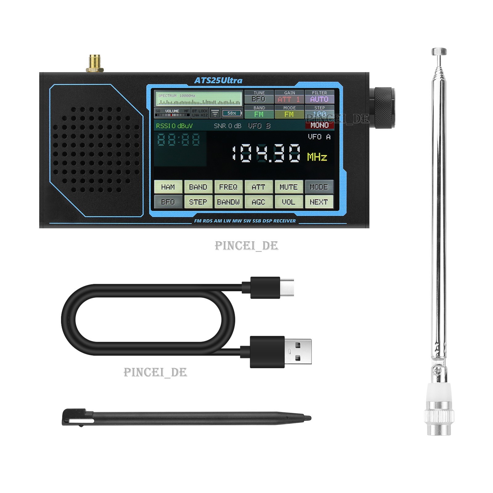 ATS25 118-135.975MHz FM SW SSB MW LW AIR Bluetooth Full Radio Receiver