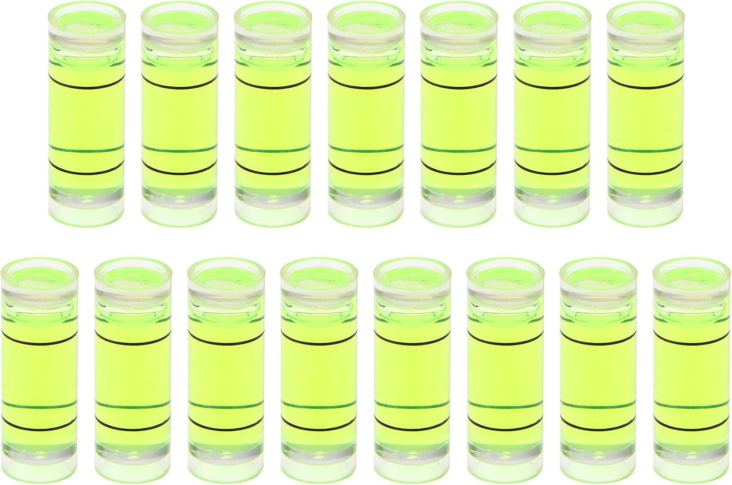 15Pcs Small Cylindrical Bubble Level Vials 9X25Mm PMMA Mini Horizontal Bubble Sp