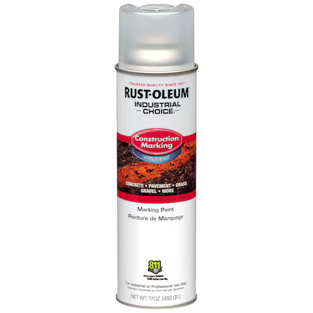 Rust-Oleum 264693 Construction Marking Paint, 17 Oz., Clear, Water -Based