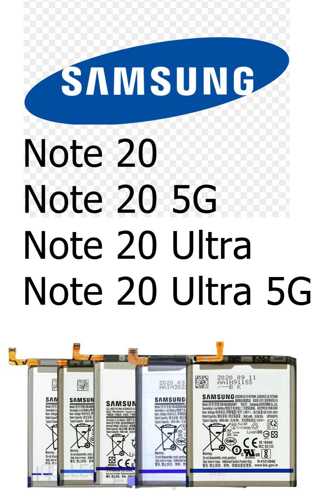 New OEM Samsung Galaxy Note 20 Ultra 5G Battery Replacement Genuine N981U N986U
