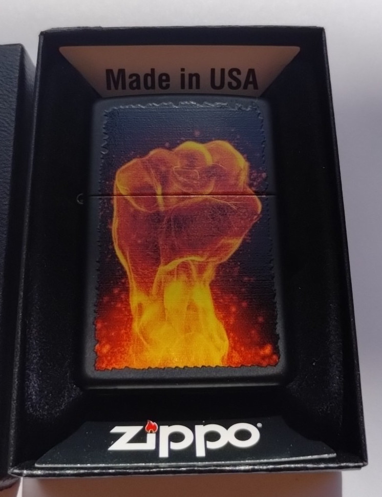 Zippo Lighter Fire Fist Black Matte 2012 New Sealed