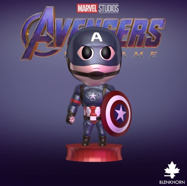 UNPAINTED Steve Rogers Captain America - Avengers Chibi 3D Printed Figure BH