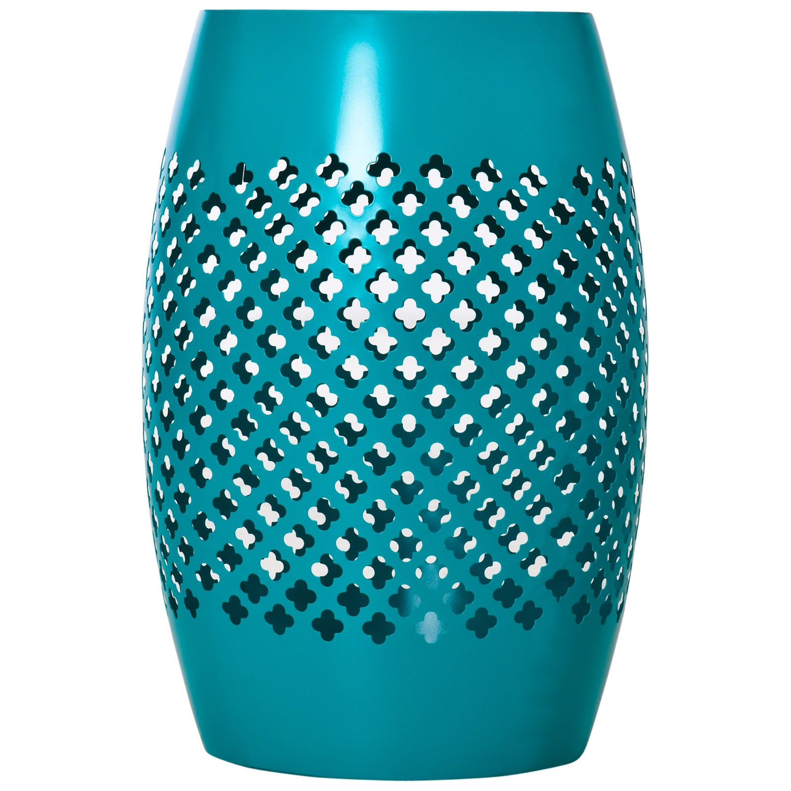 Chic, Modern, Outdoor & Indoor Garden Steel Round Side Table, Hollow Drum, Blue