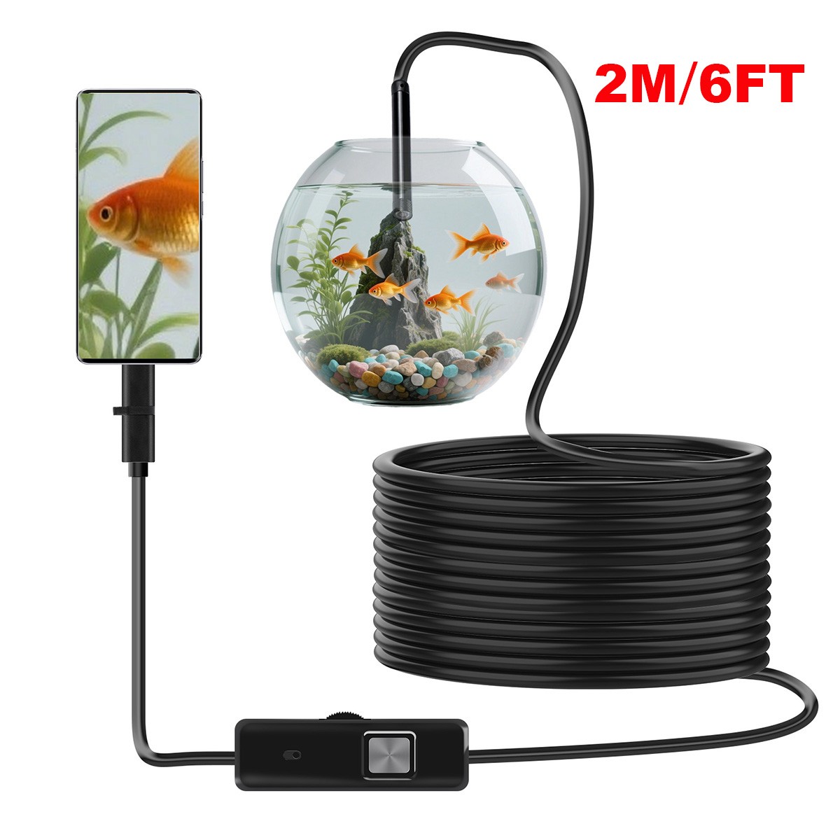 5.5mm HD Snake Endoscope Borescope Inspection Camera for USB Type C Android PC