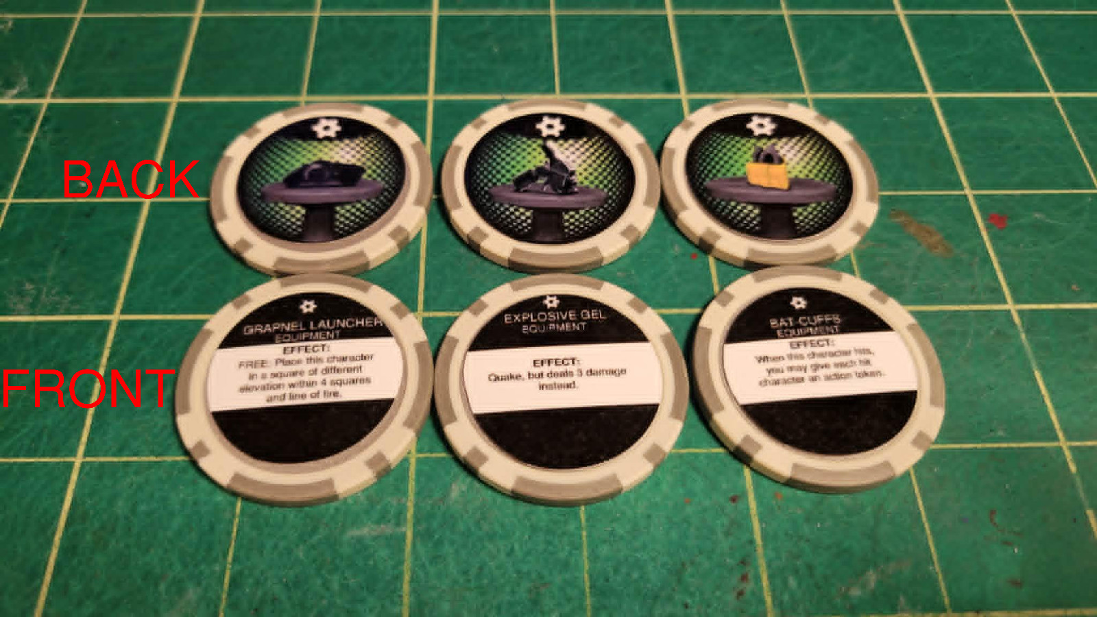 Heroclix Fight for Gotham Custom Equipment Tokens for Lucius Fox Grapnel Gel Cuf