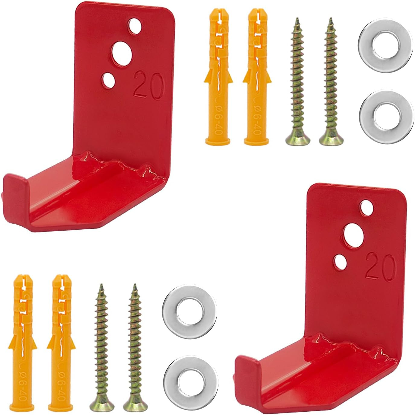 2pc Fire Extinguisher Mount Bracket Universal Wall Holder Hanger 5lb to 40lb Red