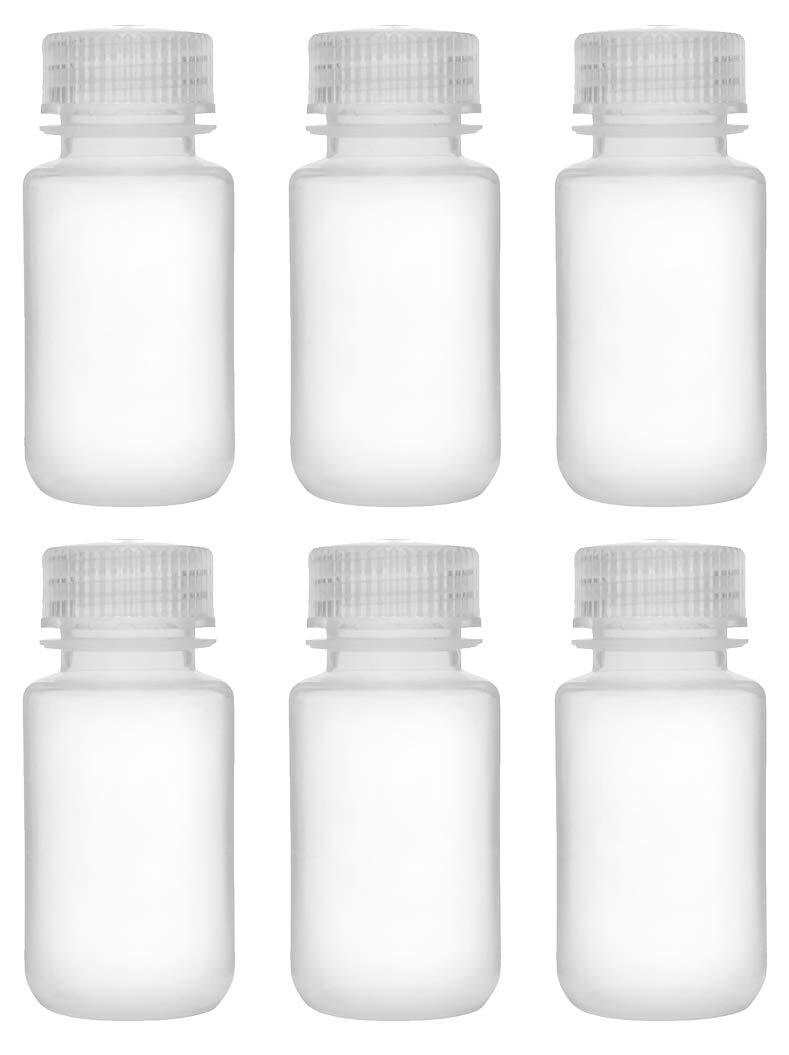 Reagent Bottles 6 Pack 60ml Wide Mouth Screw Cap Polypropylene Translucent