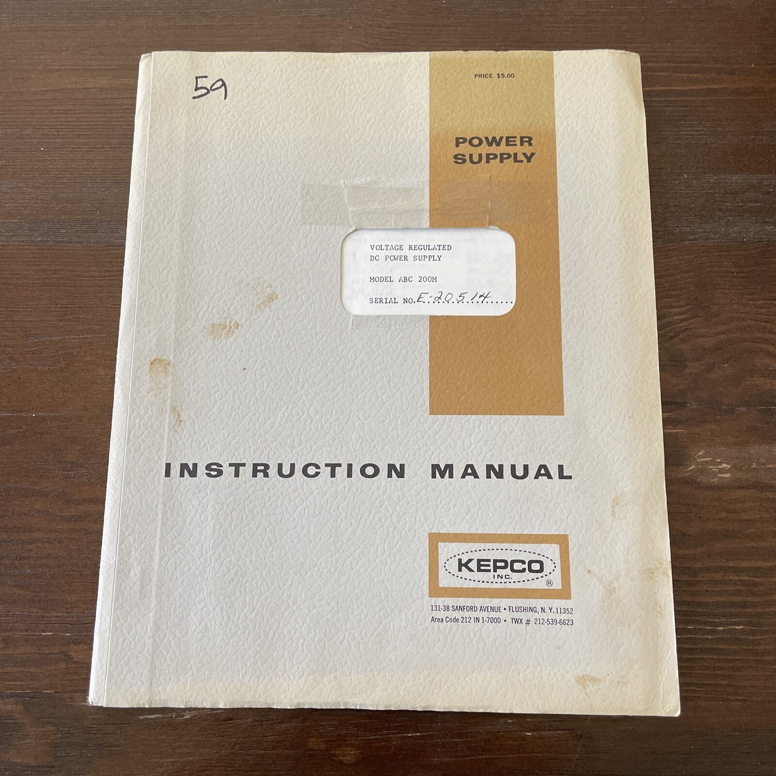 Kepco ABC 200M Voltage Regulated DC Power Supply Instruction Manual 1963