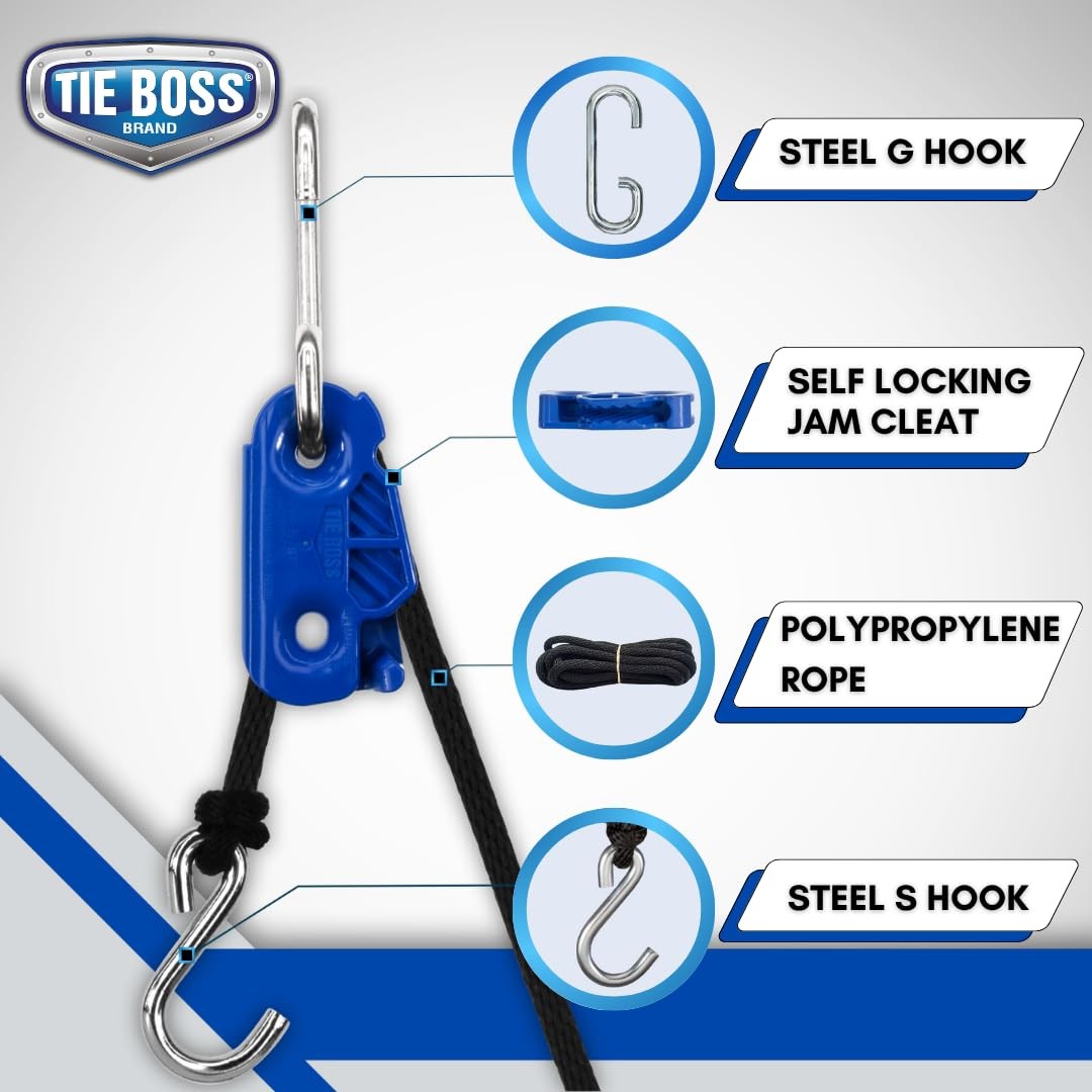 3/8 Inch Heavy Duty Self-Locking Down System, Large, Blue