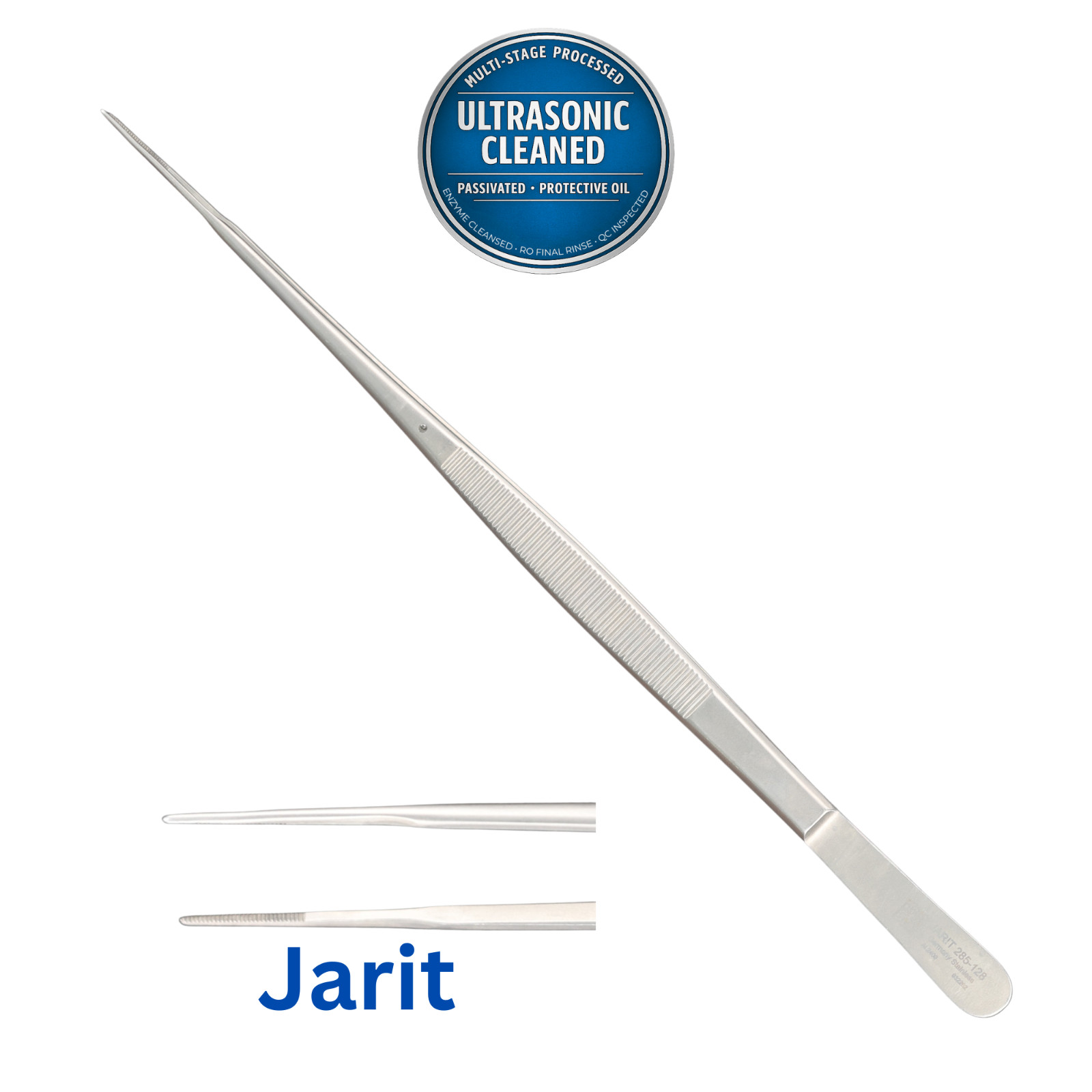Jarit 285-128 Gerald Dressing Forceps, Serrated, STR, 9.25" - Ultrasonic Cleaned