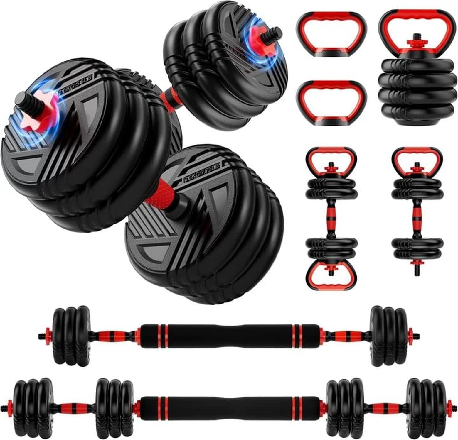 Adjustable Dumbbell Set, 20/30/45/70/90lbs, 5 in 1 Multi-Function Dumbbells |...