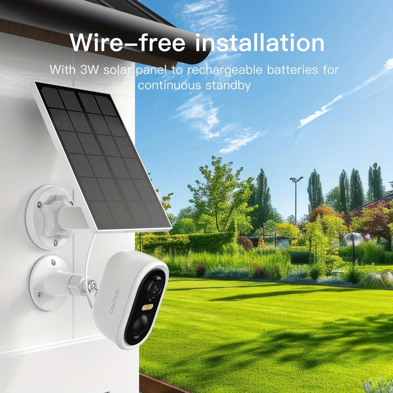 Solar Powered Outdoor Wireless Security Camera, 2K 3MP Video Resolution, Battery