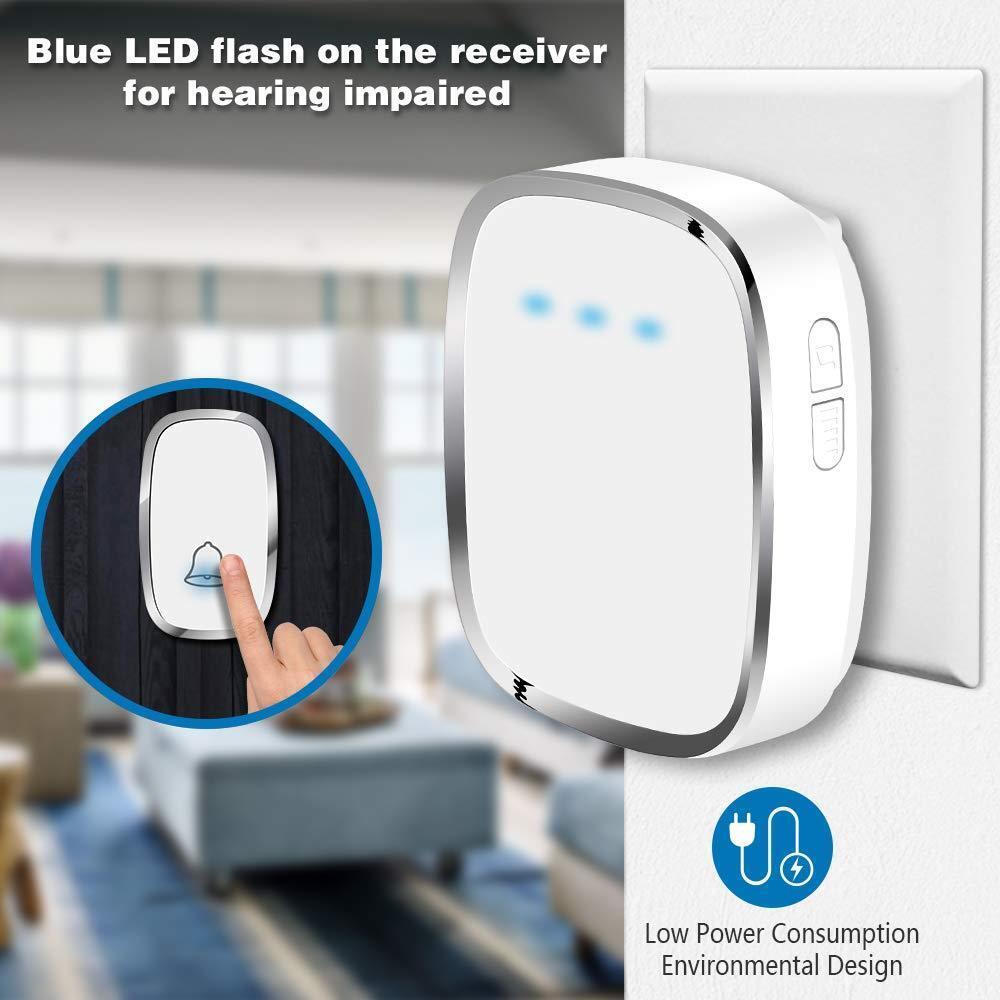 Wireless Ring Doorbell Chime Waterproof Plugin Receiver Adjustable Volume 1000FT