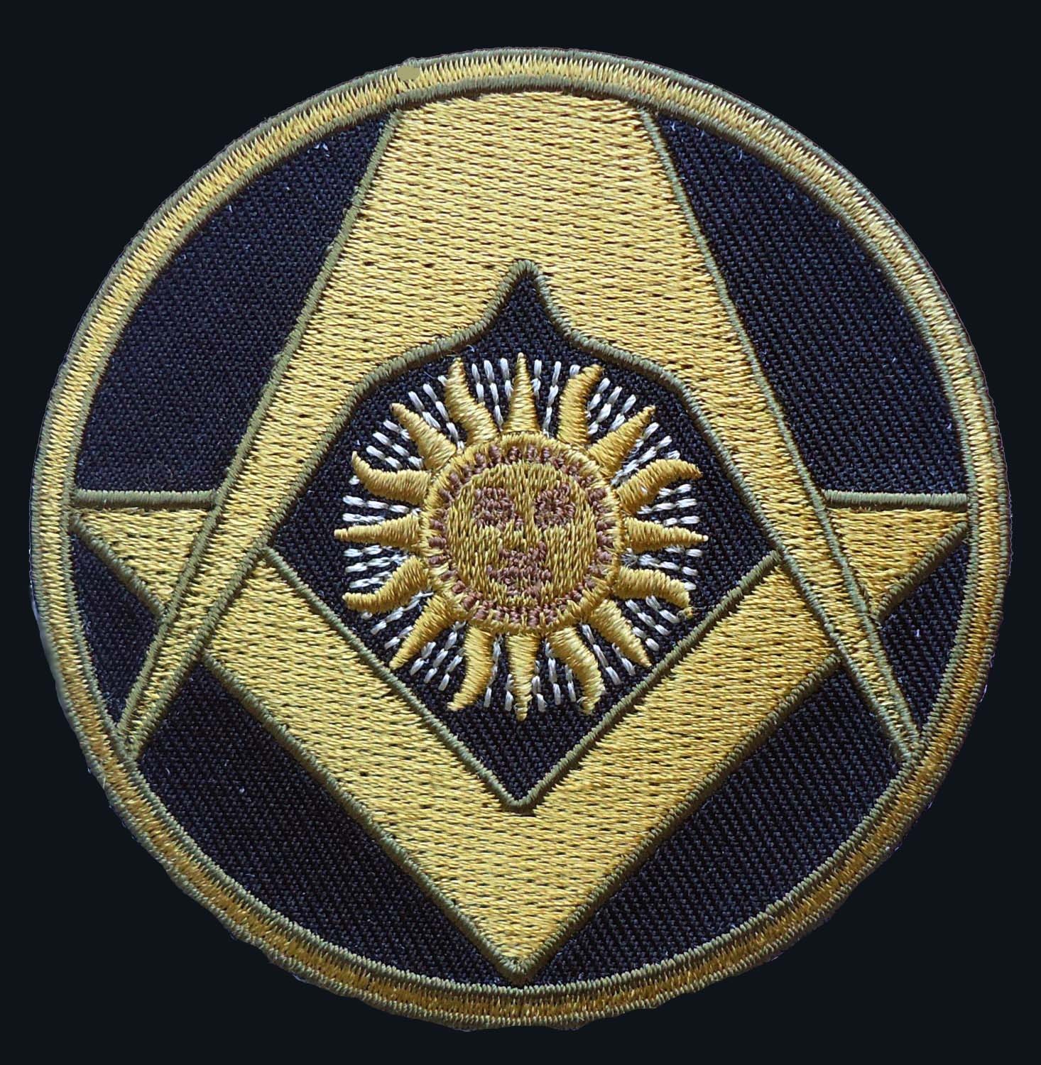 MASONIC SQUARE COMPASS SUN EMROIDERED IRON ON PATCH