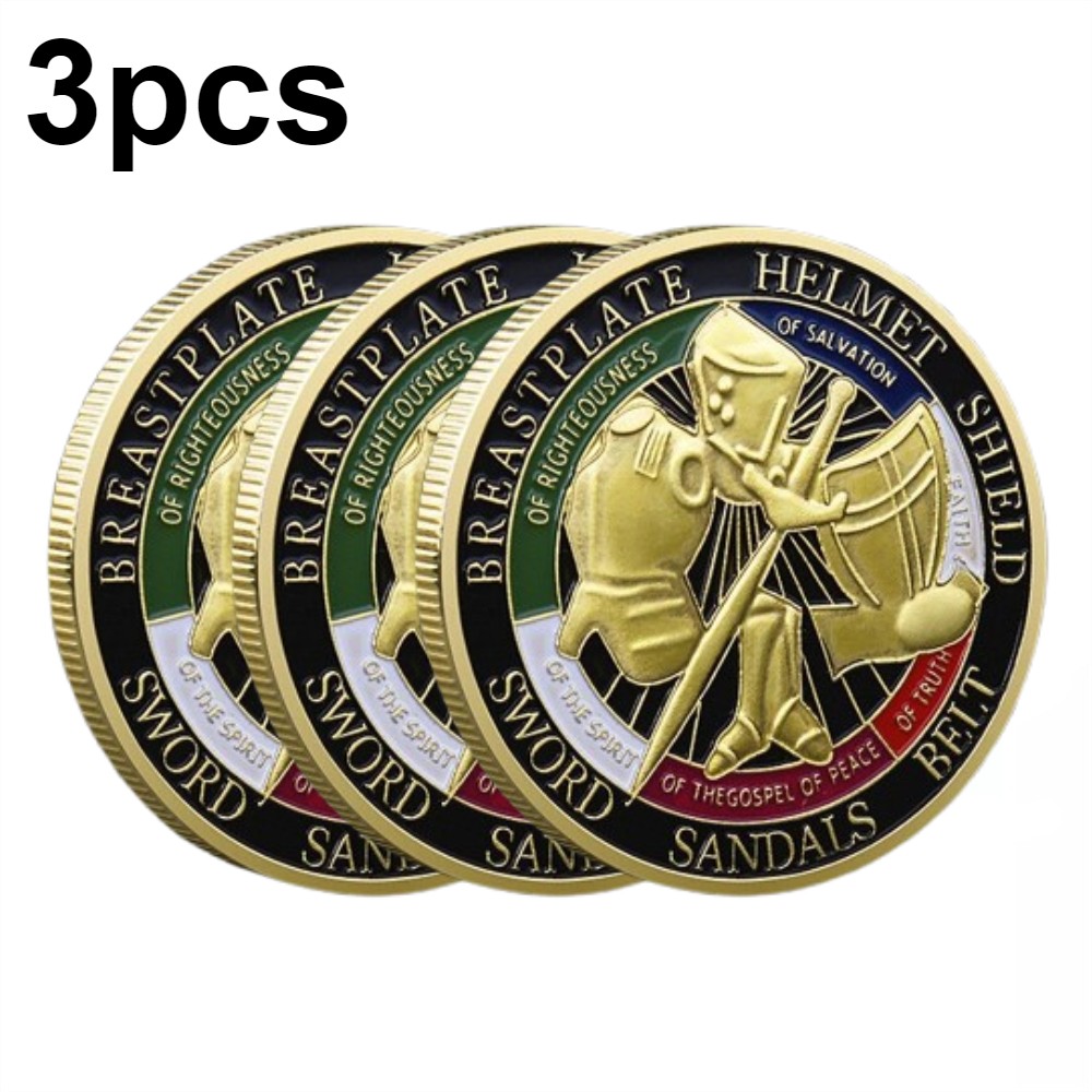3Pcs Put on the Whole Armor of God Commemorative Challenge Collection Coin