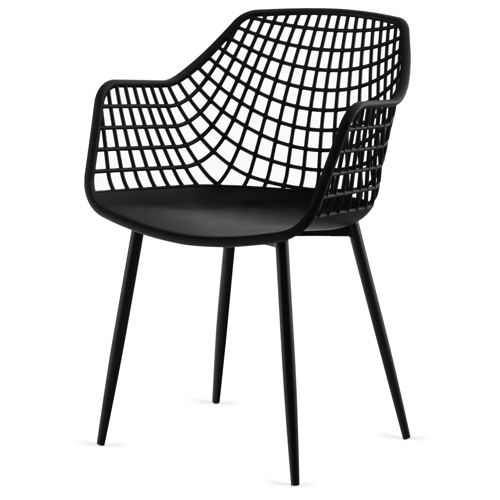 4 PCS Modern Dining Chair Leisure Chair Decorative Chair w/ 4 Metal Legs Black