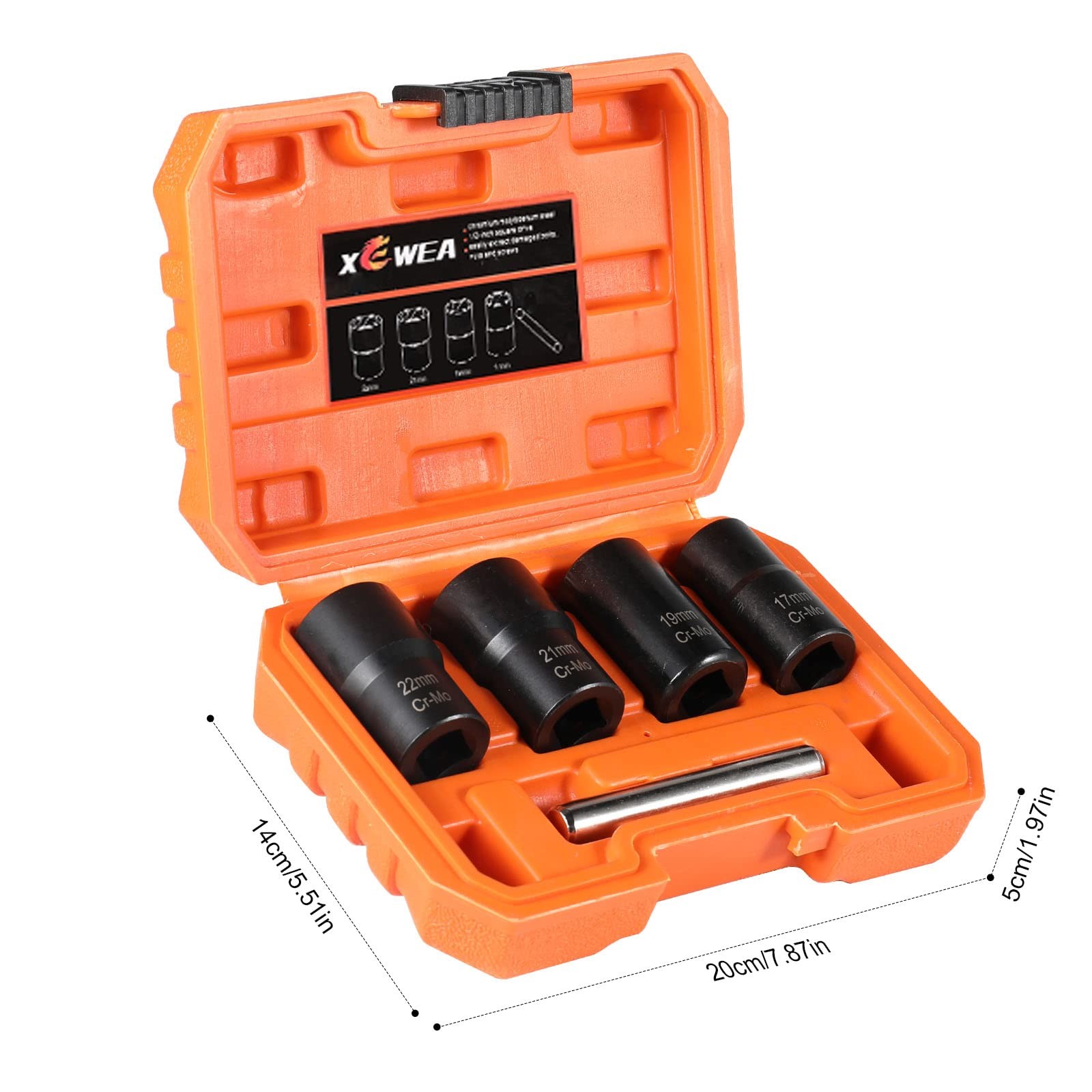 XEWEA Bolt Nut Extractor Set, 5PCS 1/2 Drive Easy One Size, 5pcs 1/2"