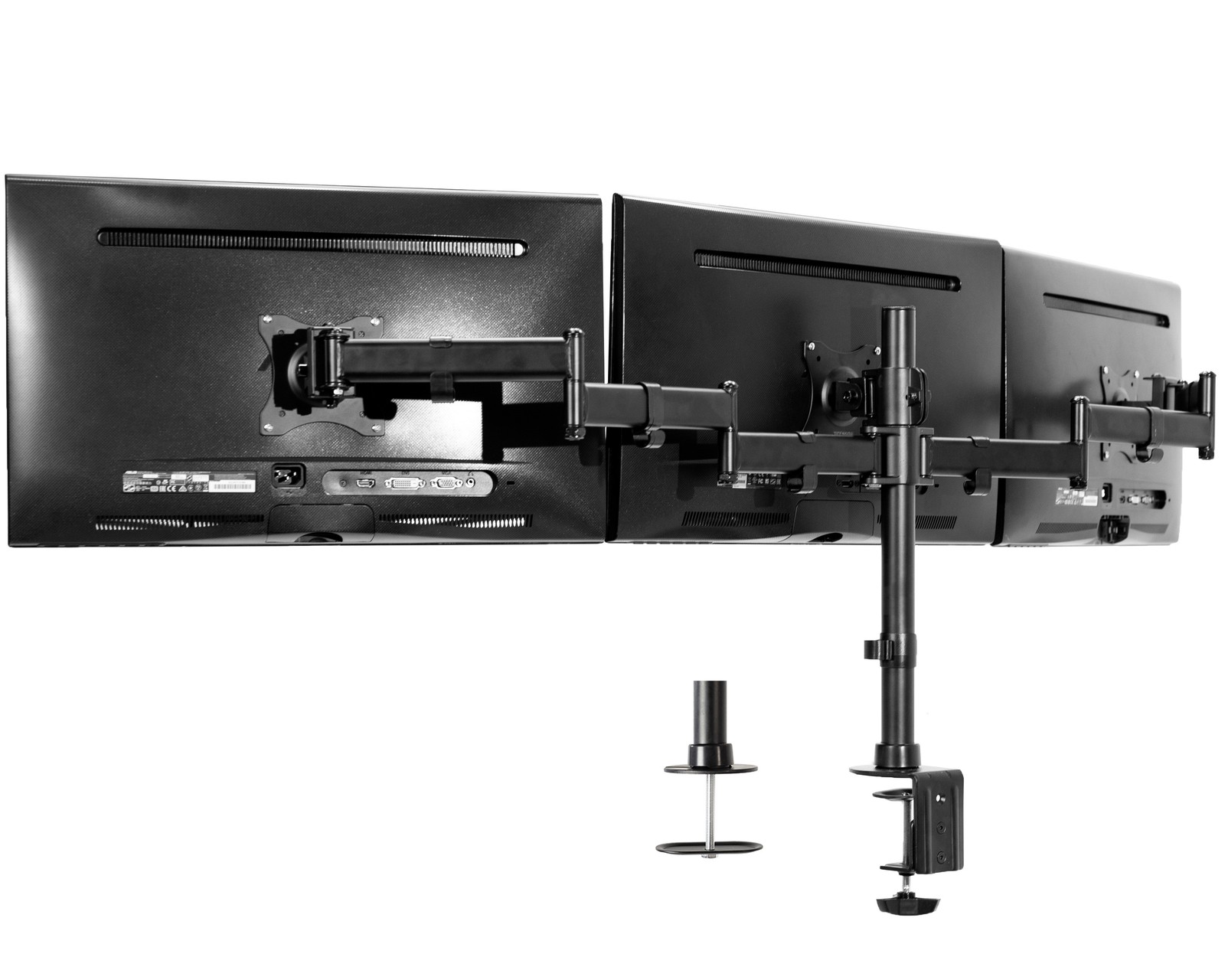 VIVO Triple Monitor Adjustable Mount Articulating Stand for 3 Screens up to 24"