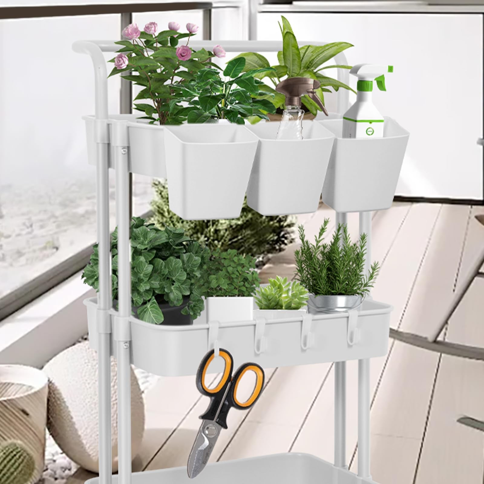 5 Pack Hanging Cup Holders Multipurpose Rolling Cart Accessories Utility Cart...