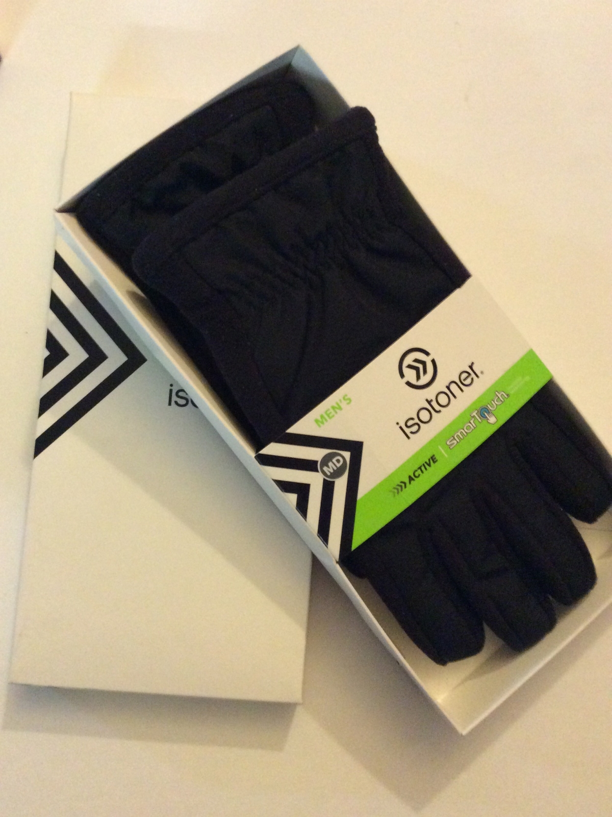 MEN'S ISOTONER SMARTOUCH THERMAFLEX ACTIVE GLOVES, BLACK, MEDIUM NEW