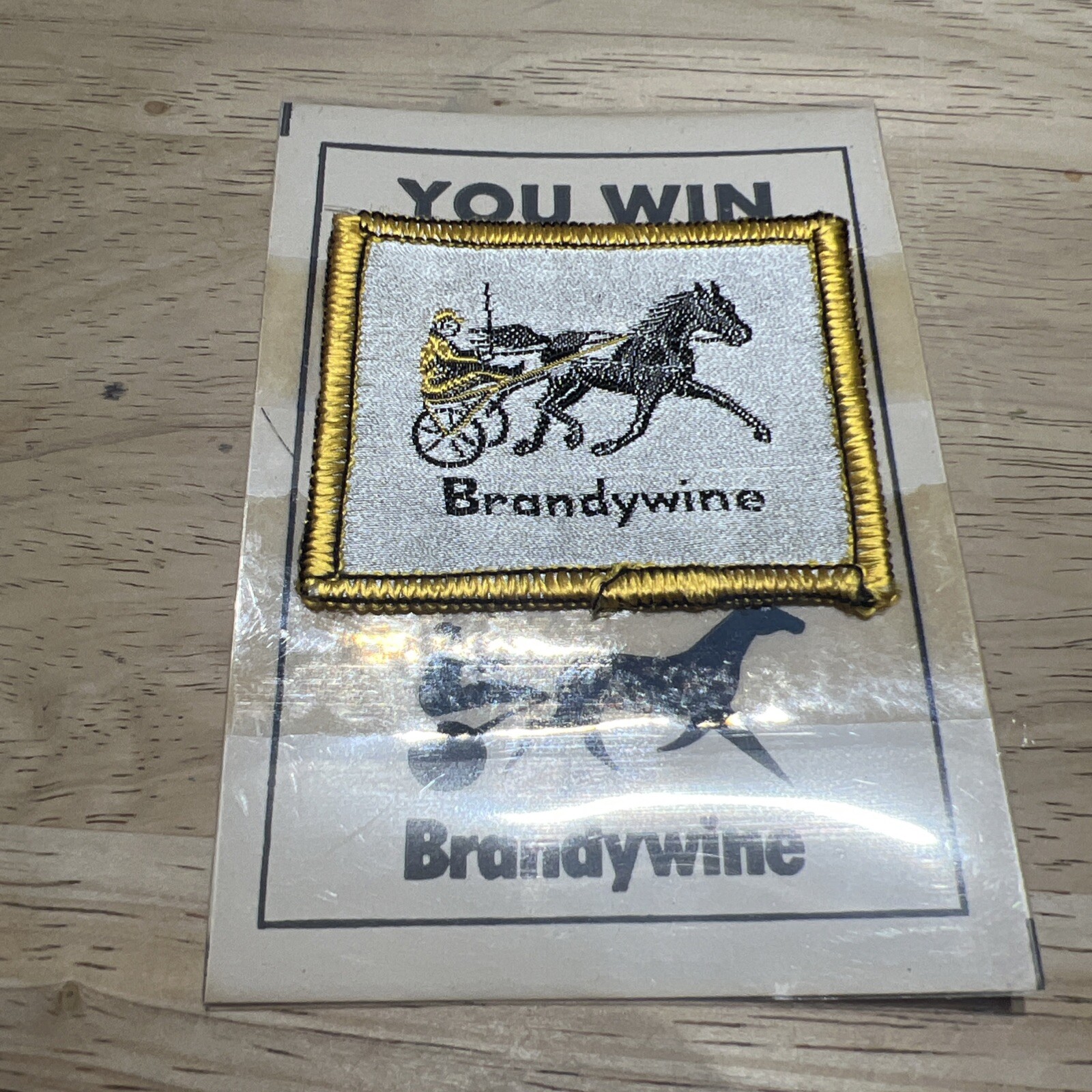 Vintage Harness Horse Racing Patch on Card From Brandywine Racetrack Delaware