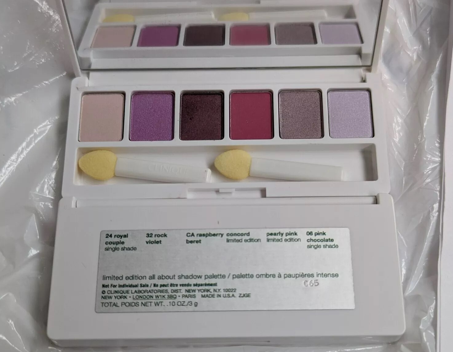 Clinique All About Shadow 6 Shade Palette Pearly Pink/Concord/Pink Chocolate NEW