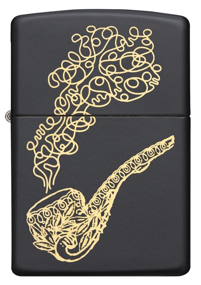 Bronze Pipe & Smoke Black Matte Windproof Lighter, 218-060836