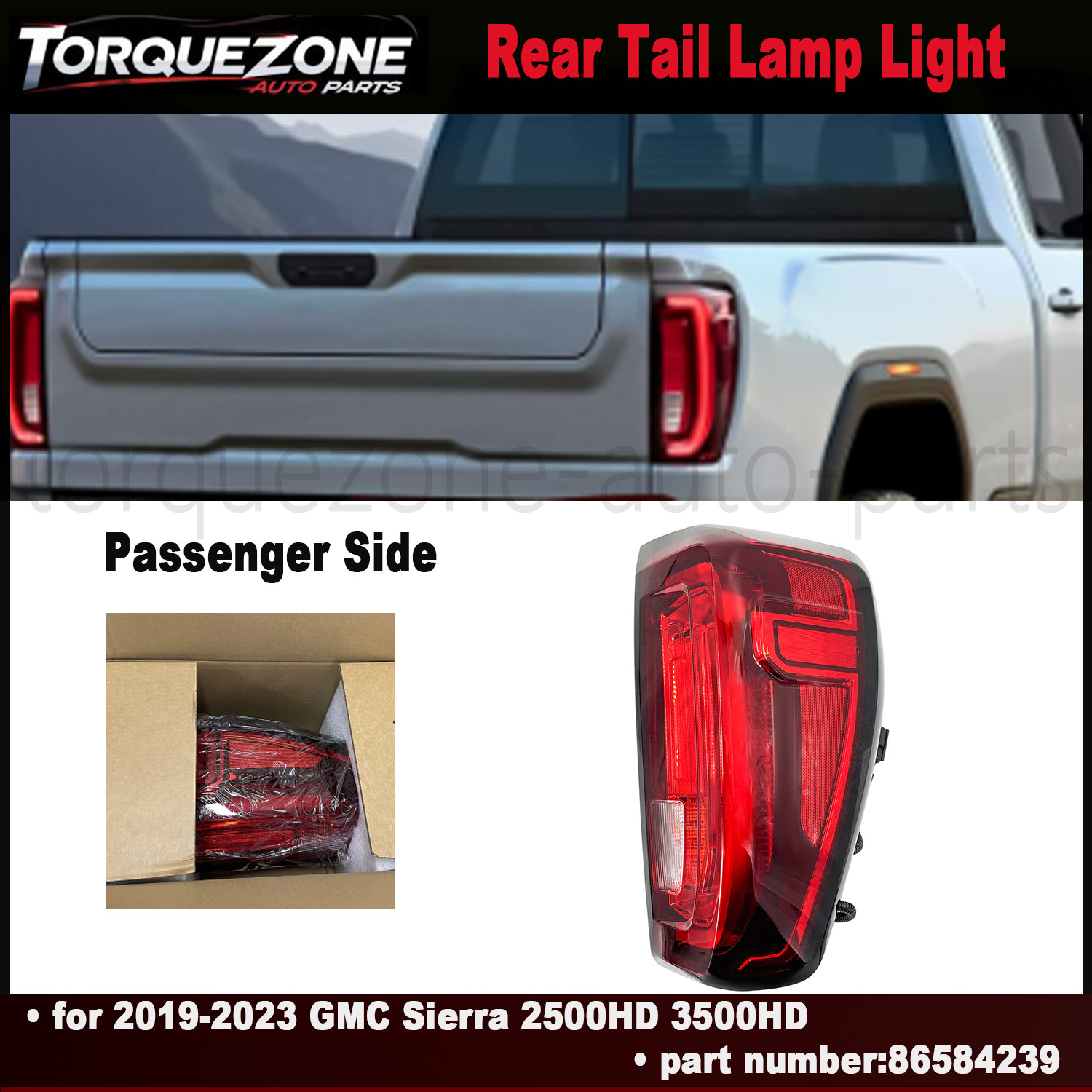 For 2020-2023 GMC Sierra 2500 3500 Passenger Side Rear Tail Lamp Light 86584239