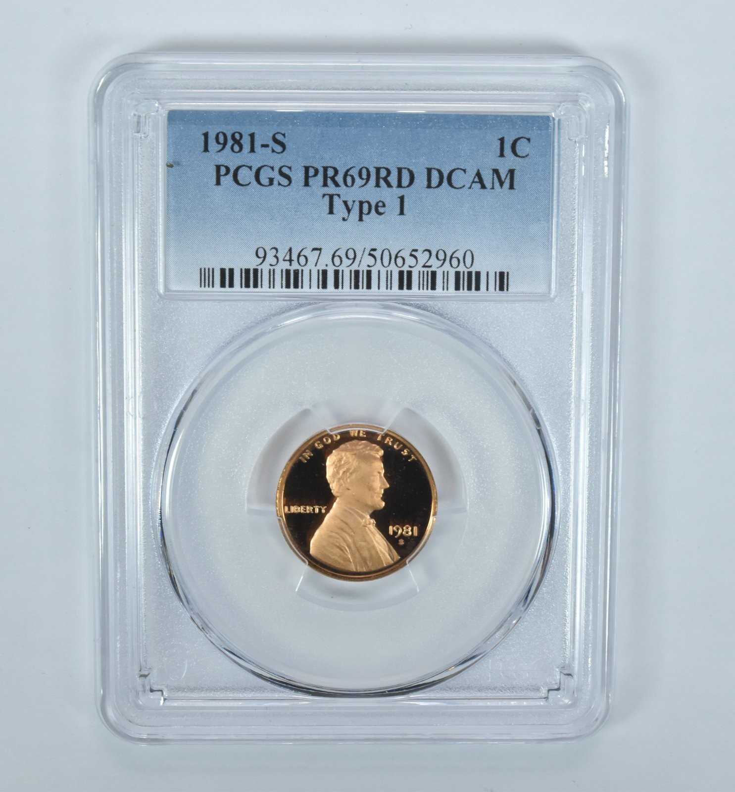 1981-S Lincoln Memorial Cent Type 1 PR69 RD DCAM PCGS Blue Label