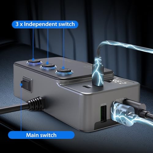Cigarette Lighter Splitter Adapter, 120W 3 Socket 12V Car Heavy Duty Truck