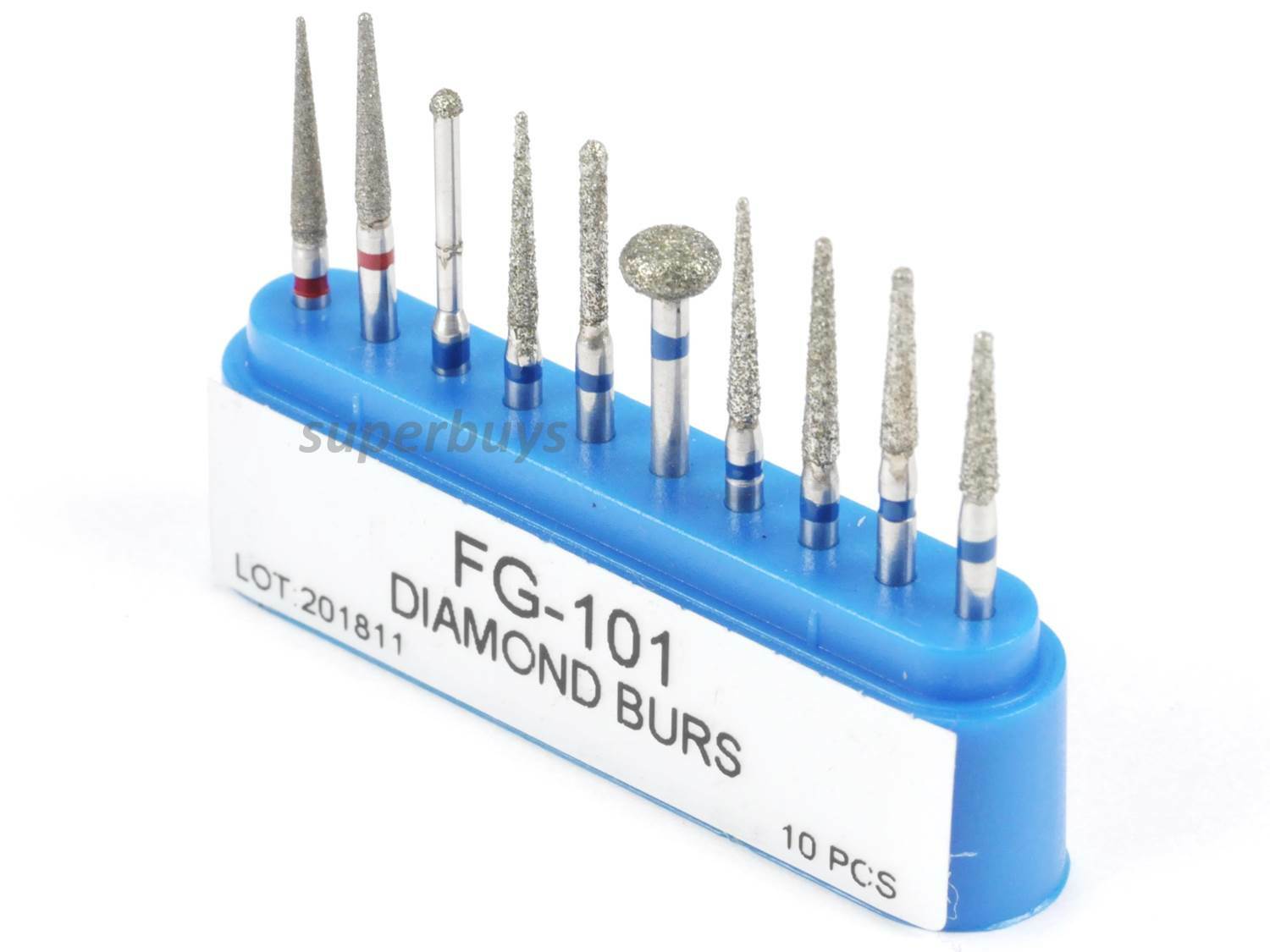 10pcs FG-101 Diamond Dental Lab Drill Burs Burrs Fissure Cross Cut High Speed