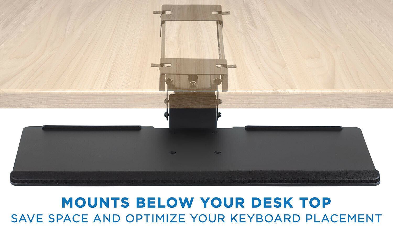 Mount-It! Under Desk Computer Keyboard and Mouse Tray with Gel Wrist Pad