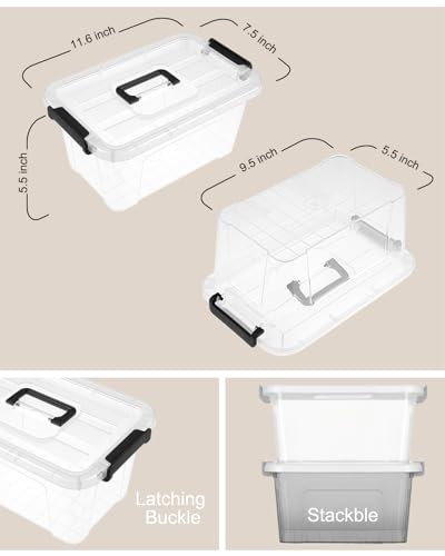 Plastic Storage Bins with Lids 6 Pack Storage Organizer, 7 Quart Clear