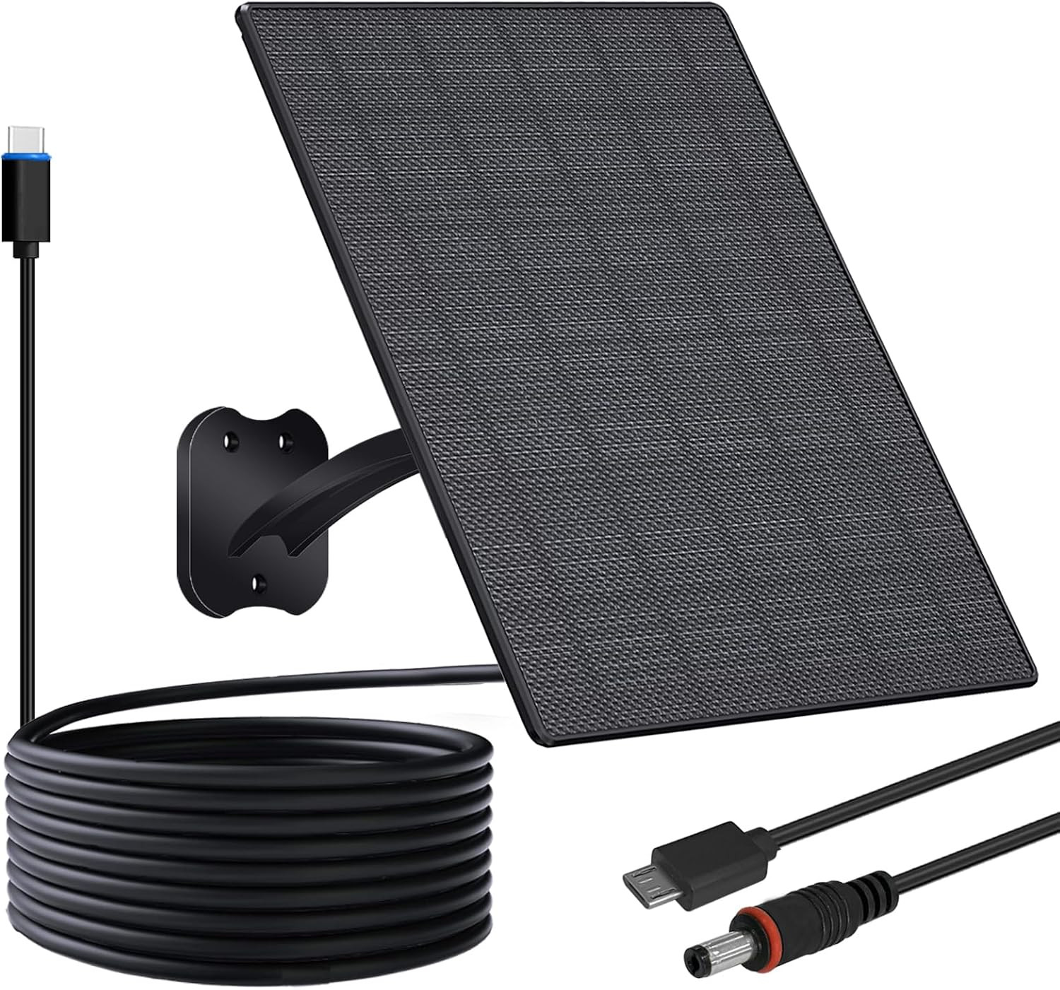 Solar Panel for Security Camera, 10W Solar Charger with DC 5.5X2.1Mm, USB-C & Mi