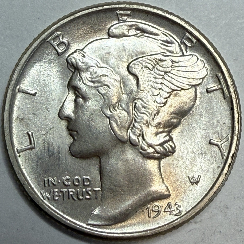 1943 Uncirculated Mercury Silver Dime Exact Coin Imaged #MERC79
