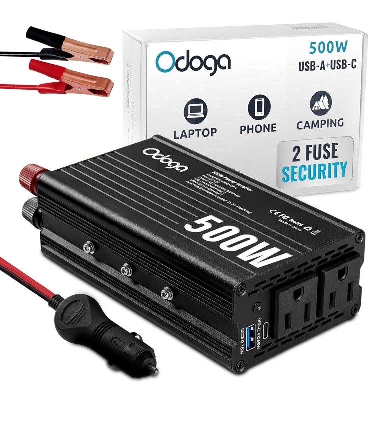 💪500W Car Power Inverter 12v to 110v – Car Adapter for Plug Outlet DC to AC