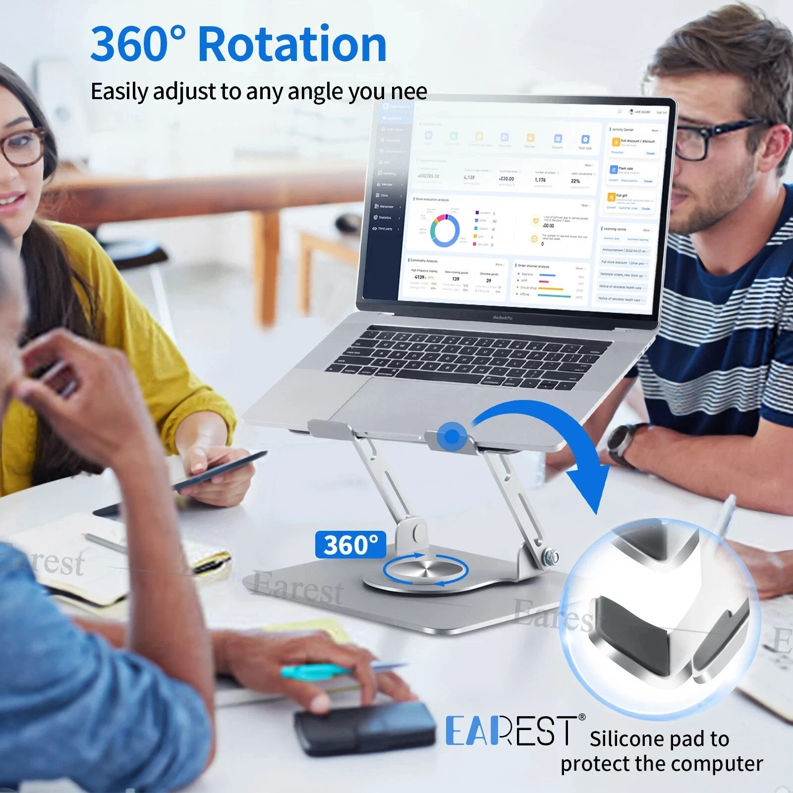 360° Adjustable Laptop Stand Desk Holder Notebook Computer Riser up to 17.3”