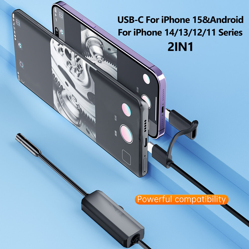 For iOS iPhone 16/15/14/13 Android 33Ft Waterproof Endoscope Inspection Camera