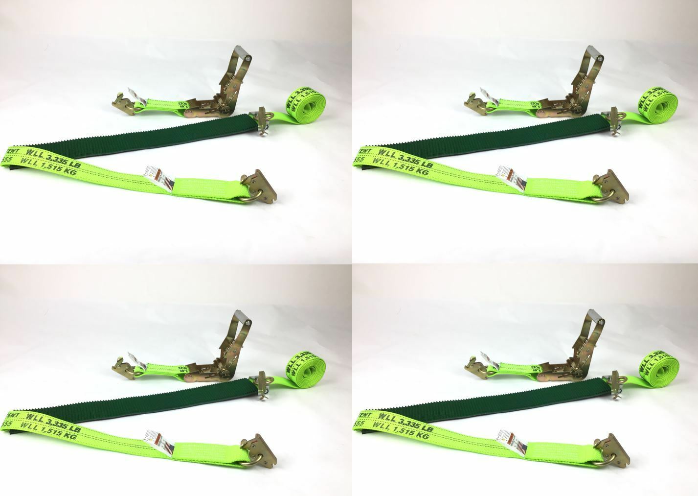 2" x 11' HiViz DW Ratchet Wheel Strap With 2' Low Profile Grip Sleeve(E-track)(4
