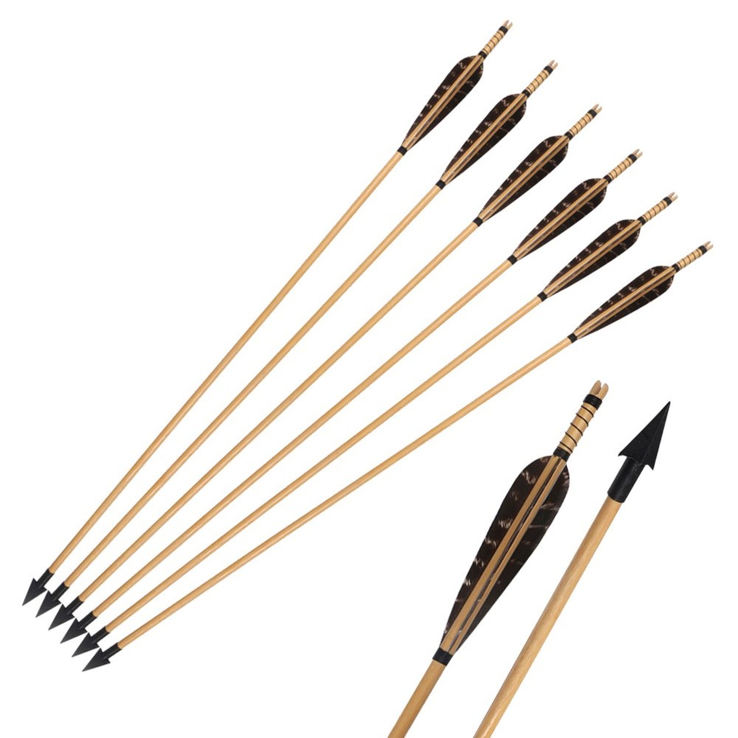 TOPARCHERY Archery Wooden Arrows, 32 inch Traditional Hunting Practice Target...