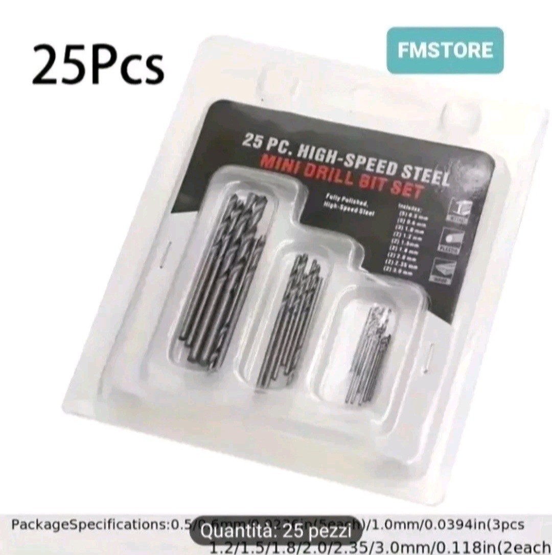 Kit 25 Mini Drill Bits HSS (0.5- 3.0mm) A
