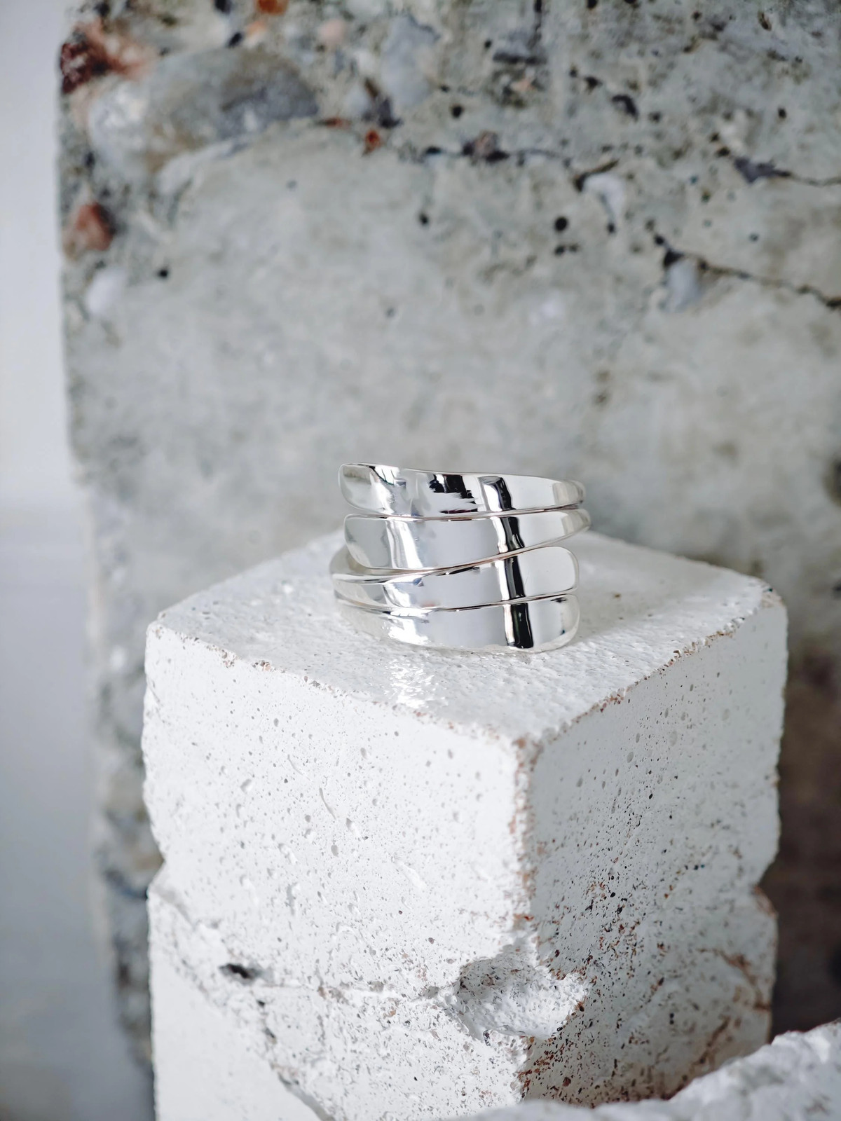Statement 925 Silver Wrap Ring, Wide Wrap Ring, Curved Silver Ring