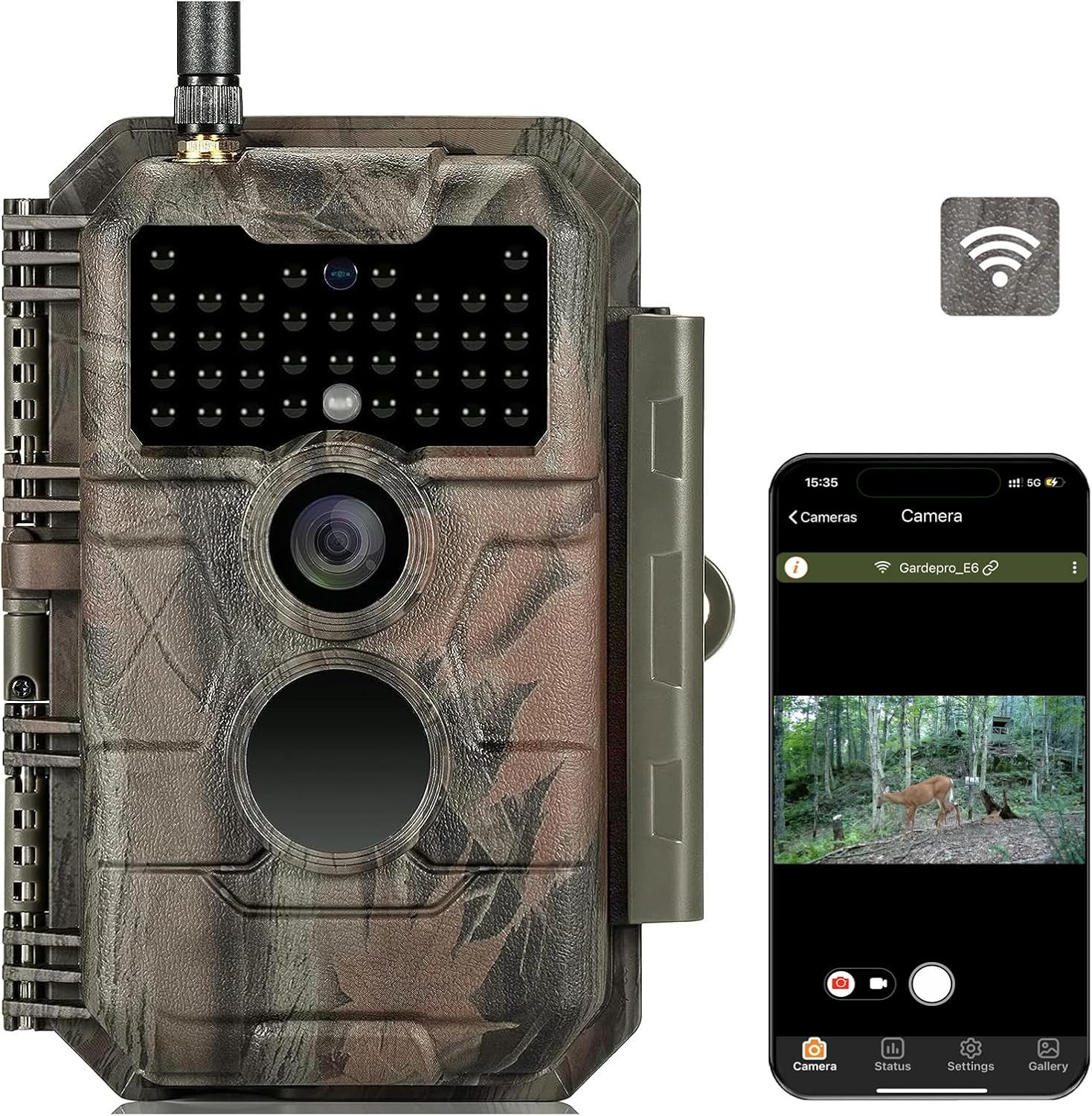 Gardepro E6 Wifi Trail Camera (Non-Cellular), Stable Wifi with External Antenna,