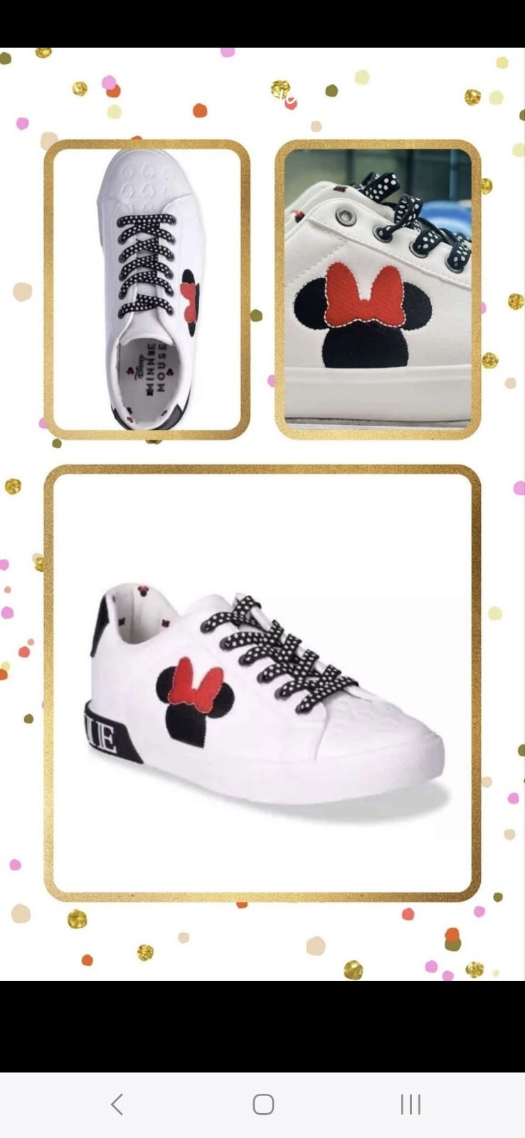 Womens Ground Up Minnie Mouse Low Top Court Sneaker Shoes Disney White Size 8