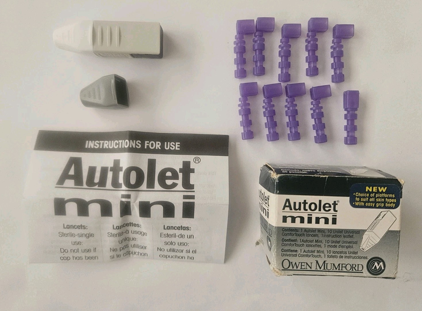 Autolet Mini Lancing Device & Lancets OWEN MUMFORD Easy Grip Body